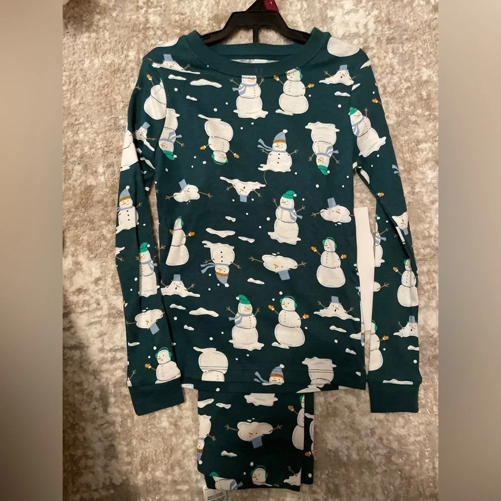 Wonder Nation Teal Snowman Kids Pajama Set size 7-NWT